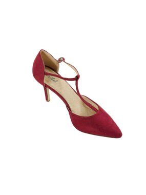 Bonnibel Karla-2 Women's Burgundy Pointed Toe T-Strap Heels